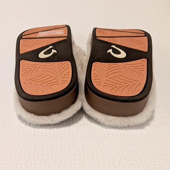 OLUKAI Kipe'a Heu Wool Shearling Fuzzy Slipper Sandals 10 Fuzzy Soft All-Year - Picture 11 of 12